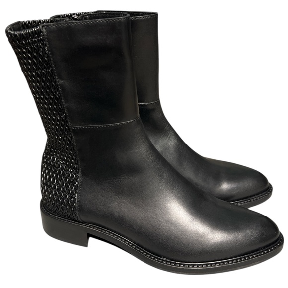 New Aquatalia Geneen Calf Black Leather Boots Size 8.5